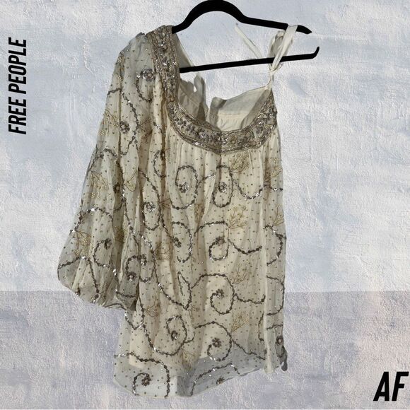 FP ONE PARTY CLEOPATRA DEA MINI DRESS EMBELLISHED IVORY GOLD SILVER NEW - Picture 4 of 9